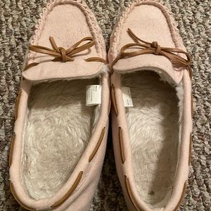 Cute pink, fluffy moccasins